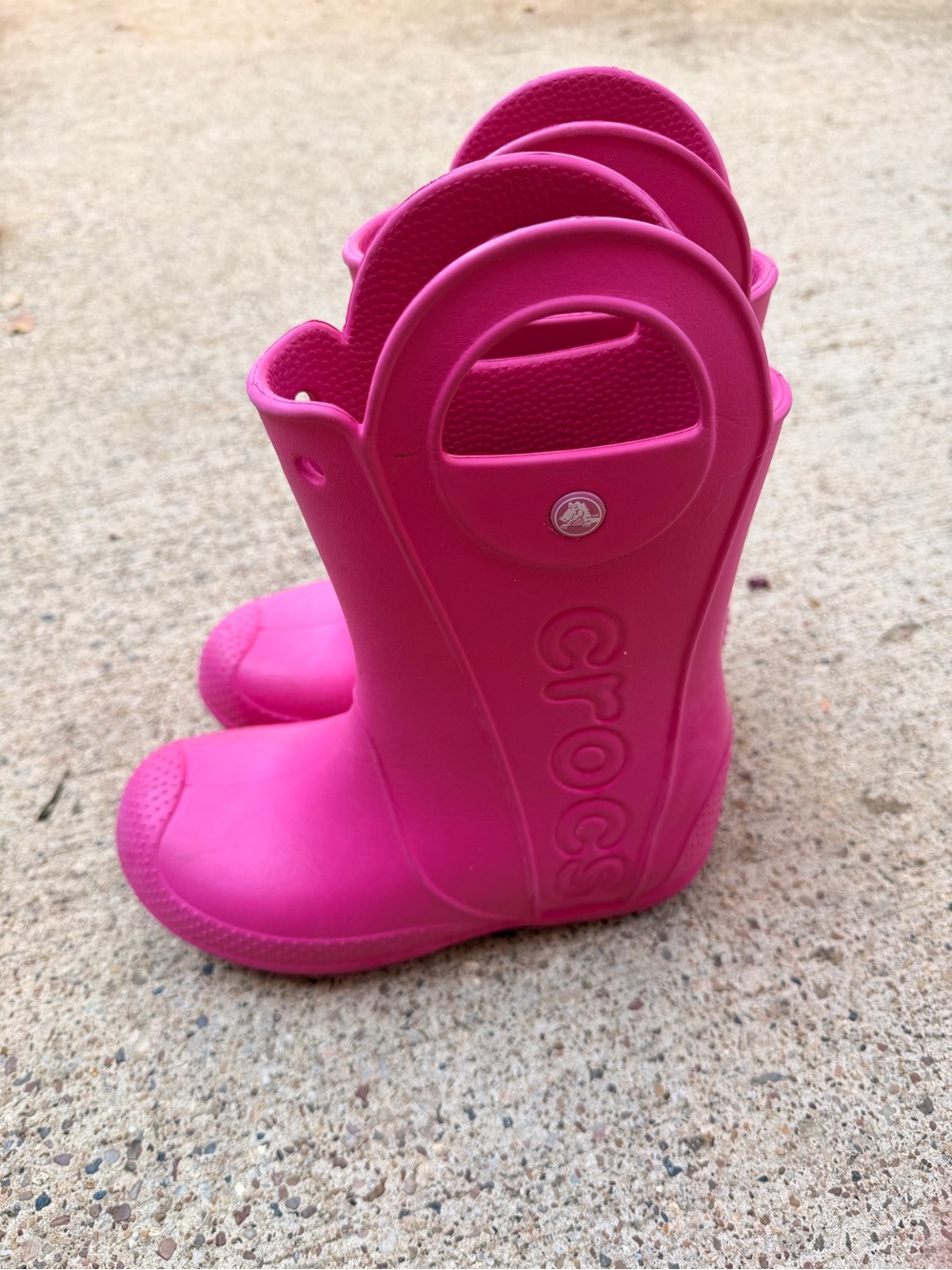 CROCS Kids' Bright Pink Rain & Snow Boots with Easy Pull Handles